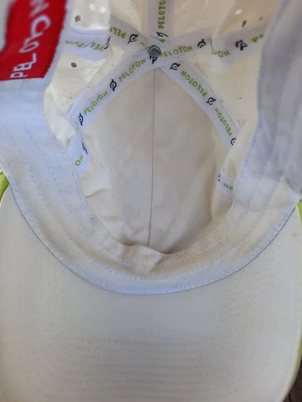 Peloton Exercise Off-White Vented Nylon Adjustable Hat Unisex OS *FLAWED*